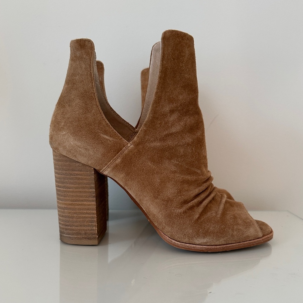 Genuine suede open toe ankle boots